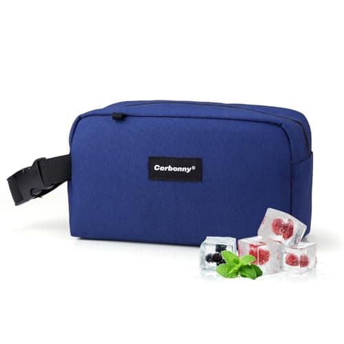 Image of Cerbonny Small Cooler Bag Freezable Lunch Bag for Work School Travel, Small Insulated Bag for Adults/Kids, Freezer Lunch Bags, Mini Lunch Bag Fit For Yogurt (Navy Blue)