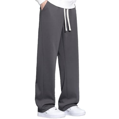 Image of SHAGGA Men's Jogger Bottoms Sweatpants Straight Open Hem Track Pants Elastic Waistband with Pockets for Running,Gym,Trainning (UK, Alpha, XS, Regular, Regular, Dark Gray)