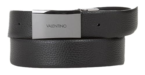 Image of Valentino Leather Premium Plaque Buckle Belt W125 Nero black cut-to-size reversible