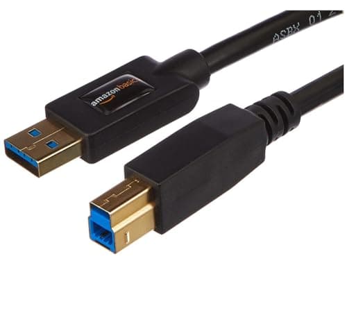 Image of Amazon Basics USB-A to USB-B 3.0 Cable, 4.8Gbps High-Speed with Gold-Plated Plugs, 6 foot, 1.8 m, Black