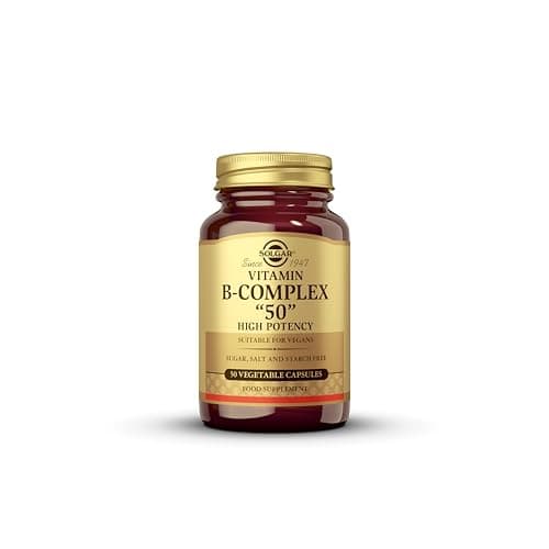 Image of Solgar Vitamin B-Complex ''50'' Vegetable Capsules - Pack of 50 - High Potency Daily Capsule - Supports Mental Performance, Reduces Fatigue - For Busy and Active Lifestyles - With Thiamine, Riboflavin, Folic Acid - Vegan