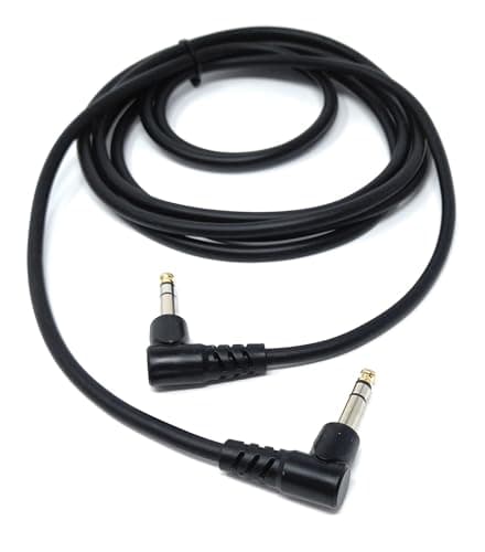 Image of DRUT 3m 6.35mm 1/4" TRS Stereo Jack to Jack Plug, Dual Right Angle Patch Cable Lead for Headphones Amplifiers, Music Instruments, Live Events, DJ 10ft