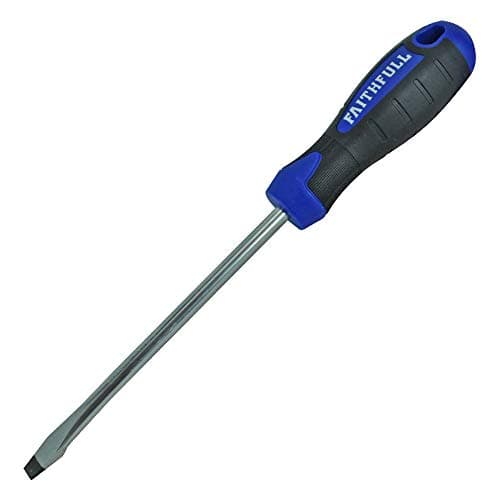 Image of Faithfull Flared Screwdriver, Soft-Grip Handle, Chrome Vanadium Steel Blade with Magnetic Tip - 8mm x 150mm
