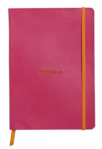 Image of RHODIA 117412C - Raspberry Soft Notebook - A5 - Lined - 160 pages - Ivory Clairefontaine Paper 90 g/m - Bookmark, Elastic Closure - Faux Leather Cover - Rhodiarama Collection