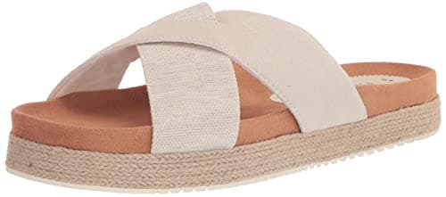 Image of TOMS Women's Paloma Flat Sandal, Egret Suede/Melange Woven, 4 UK