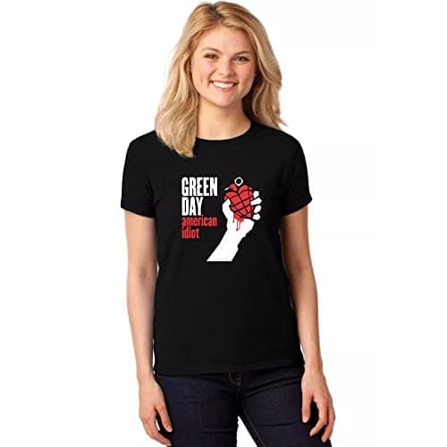 Image of Green Day Women's GDTSW12LB04 T-Shirt, Black/Red/White, XL