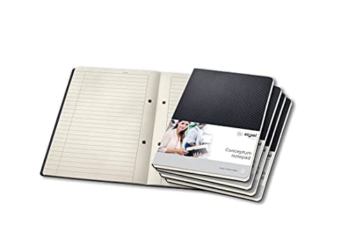 Image of SIGEL CO803 Pack of 5 Notepads, approx. A5 (14.9 x 21 cm), lined, hardcover, Black - Conceptum
