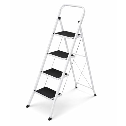 Image of Oypla Foldable 4 Step Ladder Stepladder Non Slip Tread Safety Steel Step