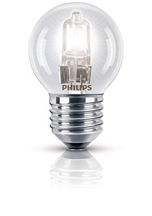 Image of 3Pack Philips 28W G45 (E27) Edison Screw (ES) ECO Halogen Dimmable Golf Ball/Mini Globe Light Bulb, 28Watt Equivalent to 40Watt, 2000 Hours Long Life Halogen Light Bulbs, 346 Lumens Output.