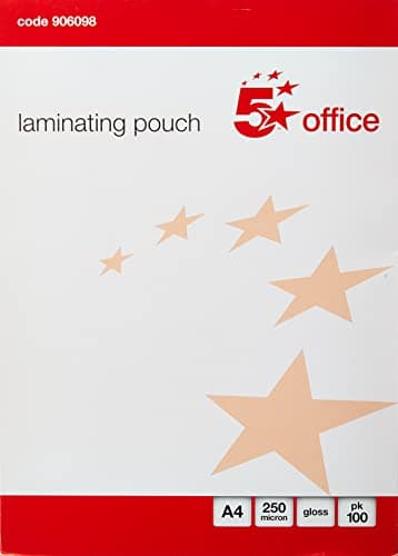 Image of 5 Star Laminating Pouches 250 Micron (2x125) for A4 Glossy [Pack of 100]