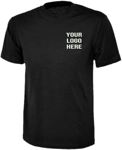 Image of Personalised Classic T Shirt Embroidered with Logo, Custom Workwear Tee Shirt, Free Left Chest Text Embroiderey Tee Black