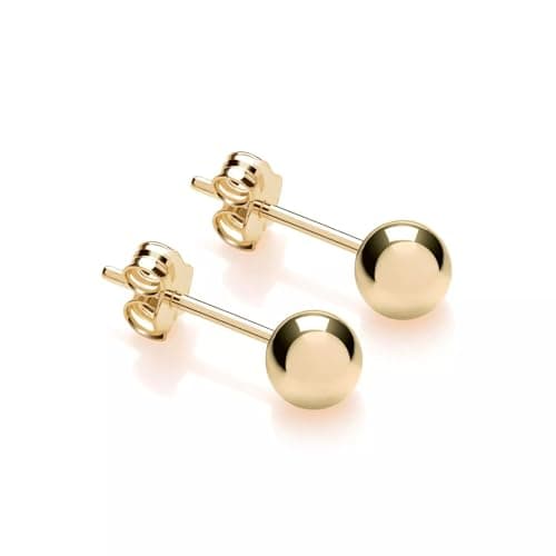 Image of 9ct Yellow Gold on Silver Ball Stud Earrings Pair 3mm 4mm 5mm 6mm 7mm 8mm Ladies Girls Mens (3mm)