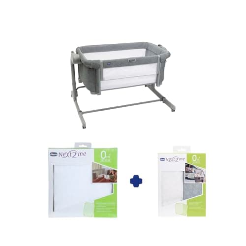 Image of Chicco Next2Me Magic Evo Starter Bundle with Next2Me Magic Evo Bedside Crib, Hygienic Terry Mattress Cover, Crib 2 Piece Set (2 sheets), Grey Fox, CHICCOBUNDLE09