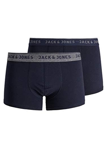 Image of JACK & JONES Men's Jacvincent Trunks 2 Pack Noos Boxer Shorts, Blue (Navy Blazer Detail:Navy Blazer), L