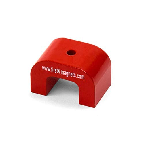 Image of Medium Red Alnico Horseshoe Magnet for High-Temperature, Engineering, and Manufacturing Applications - 40mm x 25mm x 25mm 4.5mm hole - 9kg Pull - Pack of 40