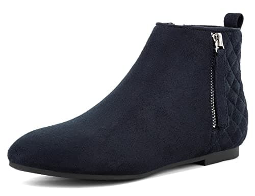 Image of MaxMuxun Womens Zipper Flat Booties Faux Suede Classic Ankle Boots Blue 3 UK