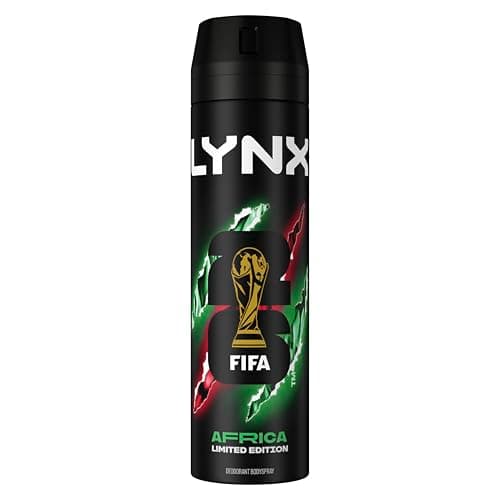 Image of Lynx Limited Edition FIFA Africa Aerosol Body Spray men's deodorant with a mandarin & sandalwood scent for 48 hours of odour-busting freshness 200 ml