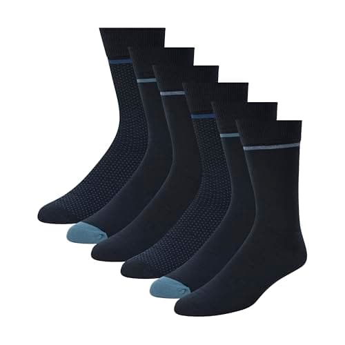 Image of Ted Baker Men's 6 Pack Solid Crew Dress Socks, Blue, OS, Navy/Real Teal/Cornet Blue, One Size