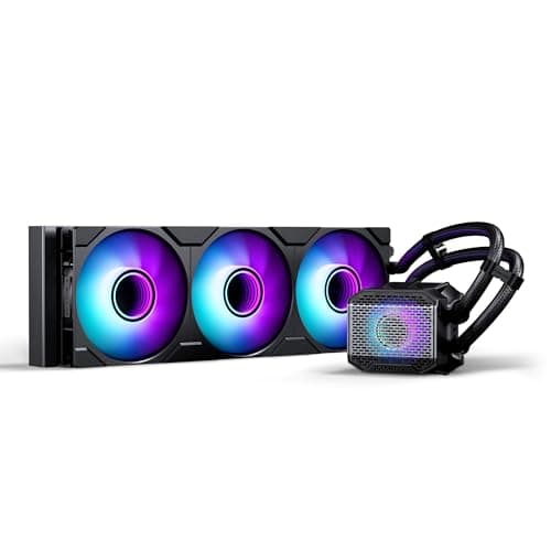 Image of Phanteks Glacier One 360M25 Black RGB AIO CPU Water Cooler - 360mm Radiator, High-Performance Cooling, Infinity Mirror RGB Pump Cap, VRM Cooling Fan, Intel & AMD Socket Compatibility