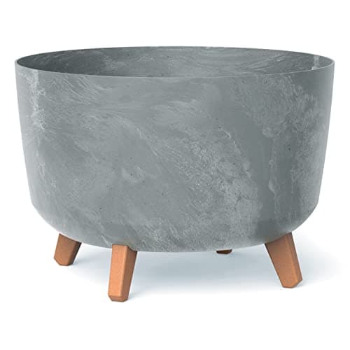 Image of URBNLIVING Round Concrete Look Planter Flower Pot Indoor Outdoor Garden Decor With Legs (Concrete)