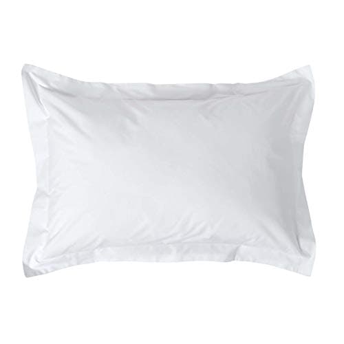 Image of HOMESCAPES White Pure Egyptian Cotton Oxford Pillowcase Standard Size 200 TC 400 Thread Count Percale Equivalent Pillow Case Pack of 2