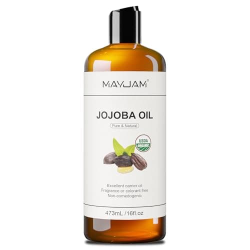 Image of MAYJAM Organic Jojoba Oil, Cold Pressed Unrefined Natural Hair Growth Oil - 473ML, for Hair, Face Body, Ear Stretch, Nails, Deeply Moisturizing for Essential Oils Mixing
