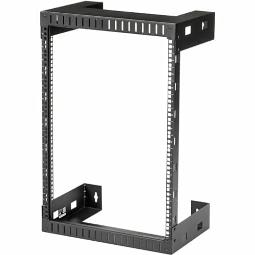 Image of StarTech.com 2-Post 15U Heavy-Duty Wall-Mount Network Rack, 19" Open Frame Server Rack, 12" Deep, Wall Mount Data Rack for IT / AV / Patch Panel / Computer Equipment (RK15WALLO)