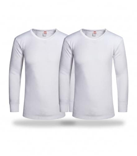 Image of Mens Thermal 2 Pack Underwear Vests Long Sleeve Tops, Thermal T-Shirt Warm Underlayer Winter Thermals Base Layer Clothing Men Vest Top Size S-XXL (M White)