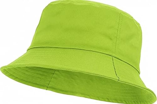 Image of ZRWASKA® Unisex Bucket Hat Kids Reversible Boys, Girls Cotton Fishing Hats for Camping, Hiking, Traveling, Baseball Cap, Football Summer Beach Sun Hat Plain Colours Size 54 cm (Green)