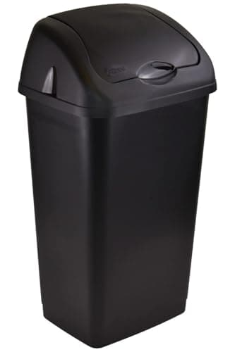 Image of Easy Shopping® 60 Litres Heavy Duty Premium Plastic BLACK Swing Bin for Home and Kitchen Rubbish Waste Indoor AND Outdoor Used dustbin.