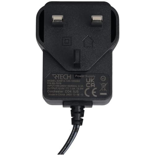 Image of R-TECH 857078 AC/DC Adapter 12dc 1amp UK Plug Top