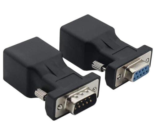 Image of Halokny RS232 DB9 9Pin to RJ45 Ethernet Converter, DB9 Male & Female to RJ45 Female Serial Adapter (1 Set)