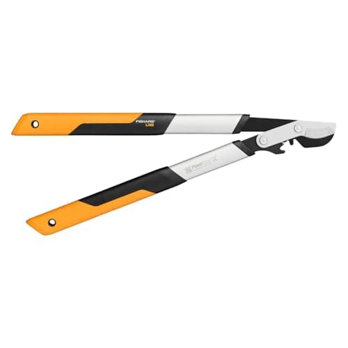 Image of Fiskars PowerGear X Bypass Gear Scissors for Fresh Wood, Non-stick Coated, Hardened Precision Steel, Length: 57 cm, Black/Orange, LX92-S, 1020186
