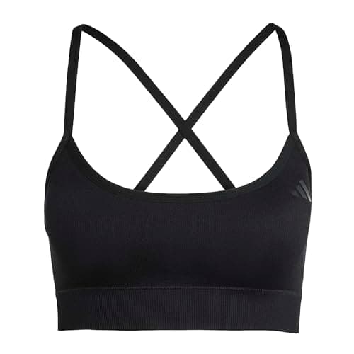 Image of adidas Women's Workout Essentials Knit Light Support Padded Bra, Black, M