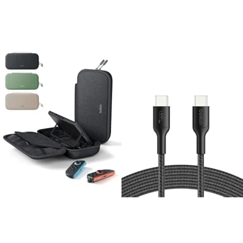 Image of Belkin Gaming Nintendo Switch 2 Charger Case with Removable 10,000mAh Power Bank and Gaming USB-C to USB-C Cable 60W (6.6ft), Braided Type C Charger