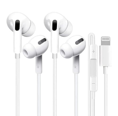 Image of Lightning Wired Earphones 2 Pack, Apple MFi Certified In-Ear Wired Earbuds for iPhone 14/14 Plus/13/12/11/8/7 X Pro Max,iPad, Lightning Headphones with Microphone and HiFi Stereo