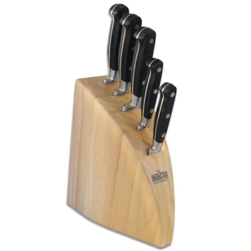 Image of Richardson Sheffield V Sabatier PREMIUM 5 Piece Knife Block Set Black Handles Stainless Steel 30 Year Guarantee