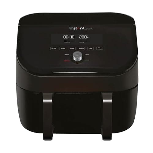 Image of Instant Pot - Versazone Dual Black Air Fryer - Large 8.5L, Family Size - Single Double Basket with Divider - 8 in 1 - Food Dehydrate, Grill, Bake, Roast, Reheat, Non-Stick, Easy Clean, Dishwasher Safe