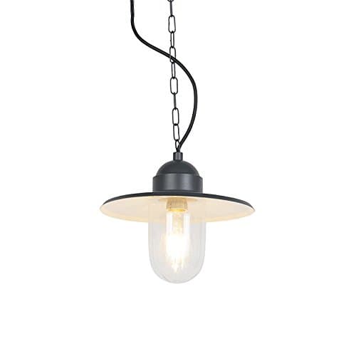 Image of Qazqa - Outdoor Rural Pendant Lamp I Pendant Light Ceiling Anthracite IP44 - Kansas Graphite Garden- - Industrial - Suitable for LED E27 | 1 Light - Steel Outdoor Pendant Light - Suitable for