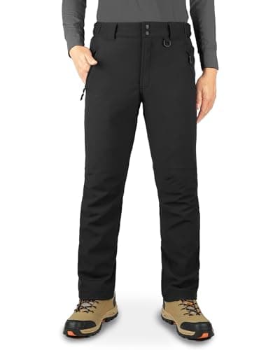 Image of 33,000ft Men's Waterproof Trousers Warm Fleece Lined Ski Snow Pants Thermal Softshell Trousers for Golf Hiking Walking Black 36W/30L