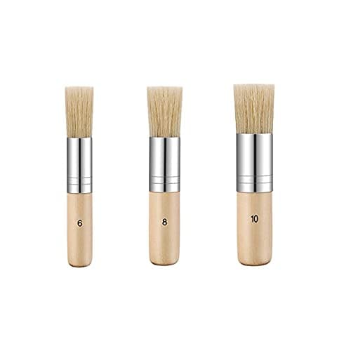 Image of YIUIRUOI 3 Pieces Wooden Stencil Brush Set Natural Bristle Brushes Paint Wax Brush Art Painting Brushes for Oil Painting Watercolor Stencil Project.