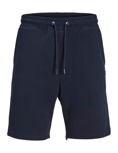 Image of JACK & JONES JJ Gordon Sweat Shorts MID 12249285, Men’s Casual Cotton Shorts, Regular Fit, Elastic Waist, Everyday Comfort, Navy Colour, UK Size - M