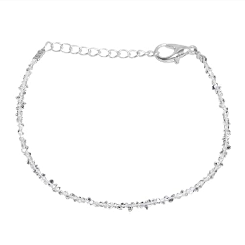 Image of Gemkora Natural Herkimer Diamond Quartz Crystal Bracelet Women Jewellery, Raw Chips Nuggets Beaded Bracelets, Gift Bracelet, Special Event Jewellery, Silver Plated 8 inch Bracelets