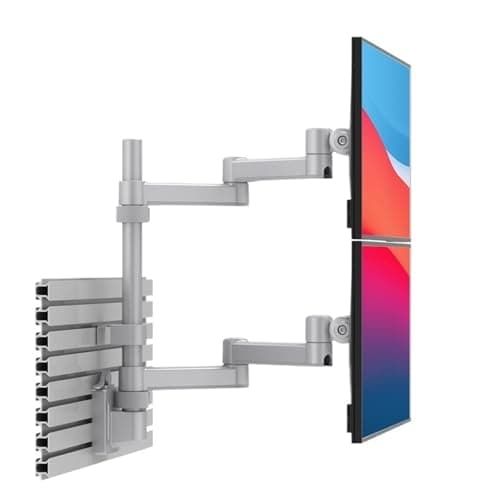 Image of Upper and Lower Double Screen Splicing Bracket Screen Profile Office Operation Table Monitoring Room Suitable for 17-34 inches(BMC200T Silver)