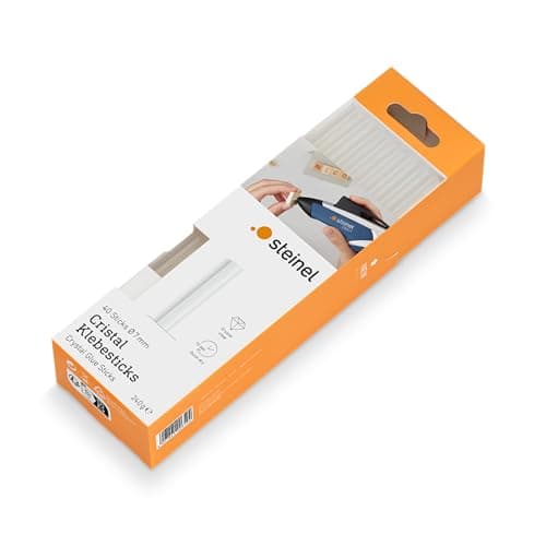 Image of Steinel Cristal glue sticks 7 mm, 40 sticks, 240g, transparent hot-melt adhesive for barely visible glue joints