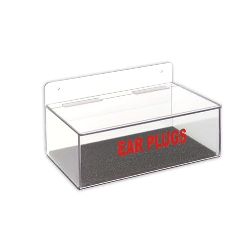 Image of Windy City Cabinet Ear Plug Dispenser - Wall or Table Mount - Holds Up to 100 Pairs - Durable PETG Plastic - Hinged Top for Easy Access - Shatter-Resistant PPE Storage Box - Made in USA