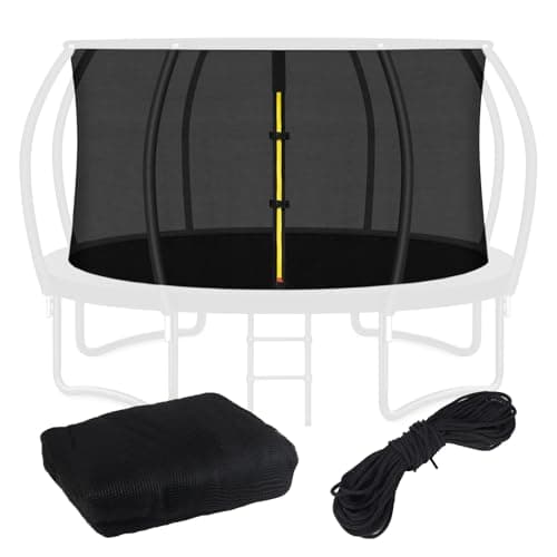 Image of Top Ring Trampoline Enclosure Net Replacement-for 14ft 8 Curved Poles Top Ring System, 14' Round Safety Net Only, Trampoline Accessories with Protection Buckles Adjustable Straps Zipper