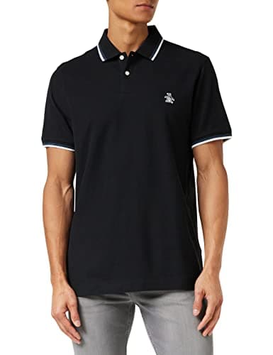 Image of Original Penguin Men's 56 Tipped Sticker Pete Slim Fit Polo Shirt, Black (True Black ), Small