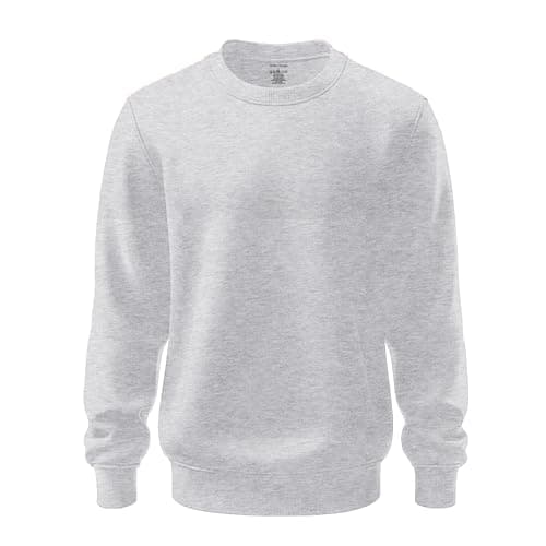Image of Mellor Design Mens Womens Sweatshirts Pullover Thermal Plain Top Workwear Casual Crewneck Jumper Sweater Sports Leisure Fleece Heather Grey