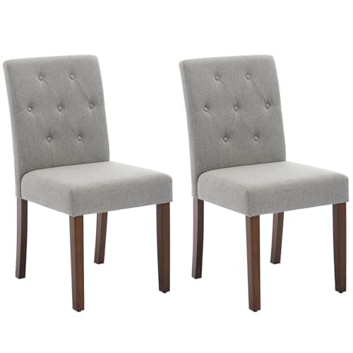 Image of Aptliton Dining Chairs Set of 2,High Back Upholstered Chairs with Soft Padded Seats and Wooden Legs,Comfortable Fabric Dining Room for Kitchen,Living Room & Café,Gray
